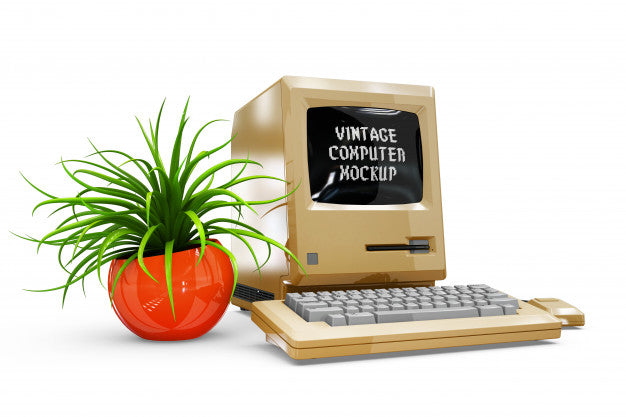Free Vintage Computer Mock-Up Isolated Psd