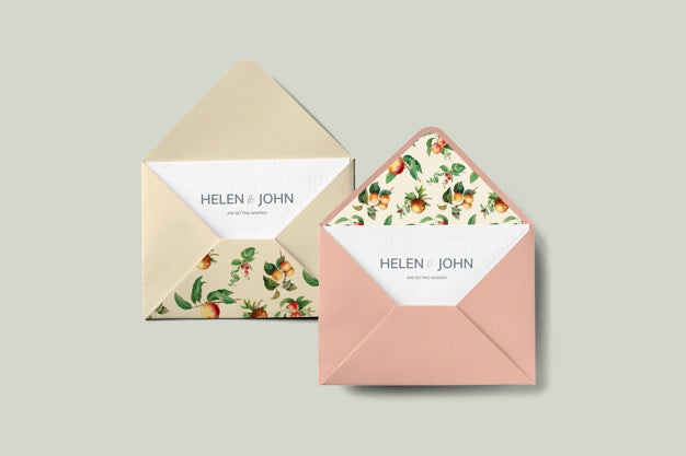 Free Vintage Fruits Invitation Card Envelope Mockup Psd