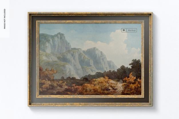 Free Vintage Wood Frame Mockup, Front View Psd