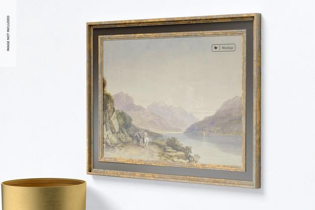 Free Vintage Wood Frame Mockup, Right View Psd