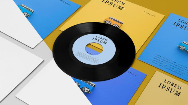 Free Vinyl Records Mock-Up Arrangement Psd