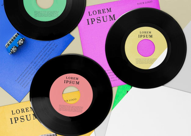 Free Vinyl Records Mock-Up Arrangement Psd