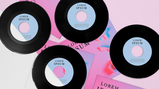 Free Vinyl Records Mock-Up Composition Psd