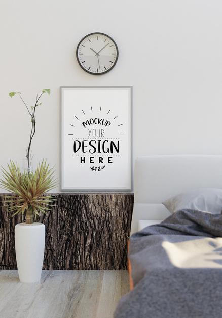 Free Wall Art Canvas Or Picture Frame Mockup Interior In A Bedroom Psd