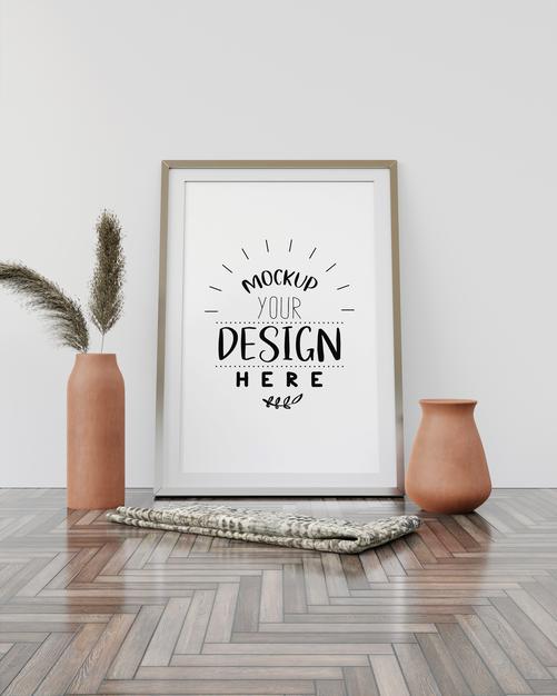 Free Wall Art Mockup, Canvas Frame In Living Room Psd
