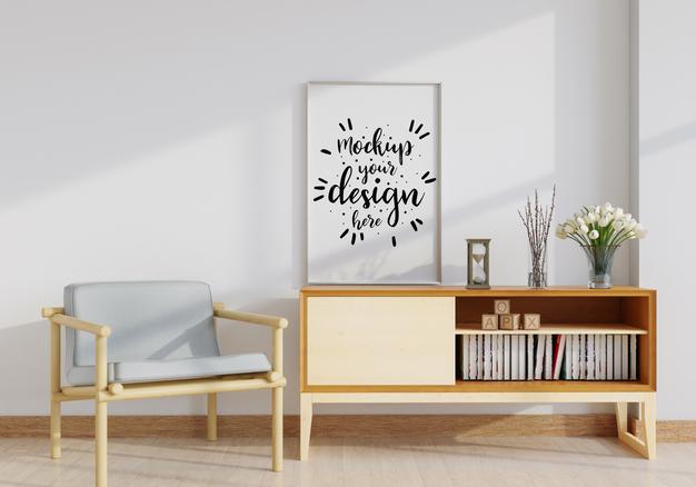 Free Wall Art Mockup, Canvas Or Picture Frame In Living Room Psd