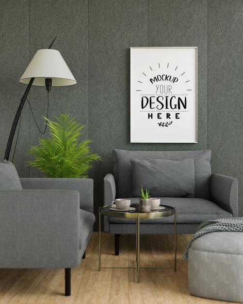 Free Wall Art Mockup, Canvas Or Picture Frame In Living Room Psd