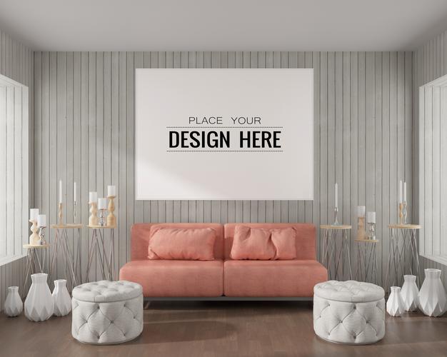 Free Wall Art Or Picture Frame In Living Room Mockup Psd