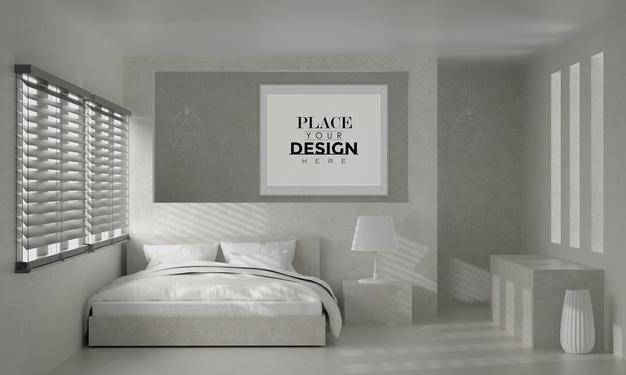Free Wall Art Or Picture Frame Mockup Interior In A Bedroom Psd