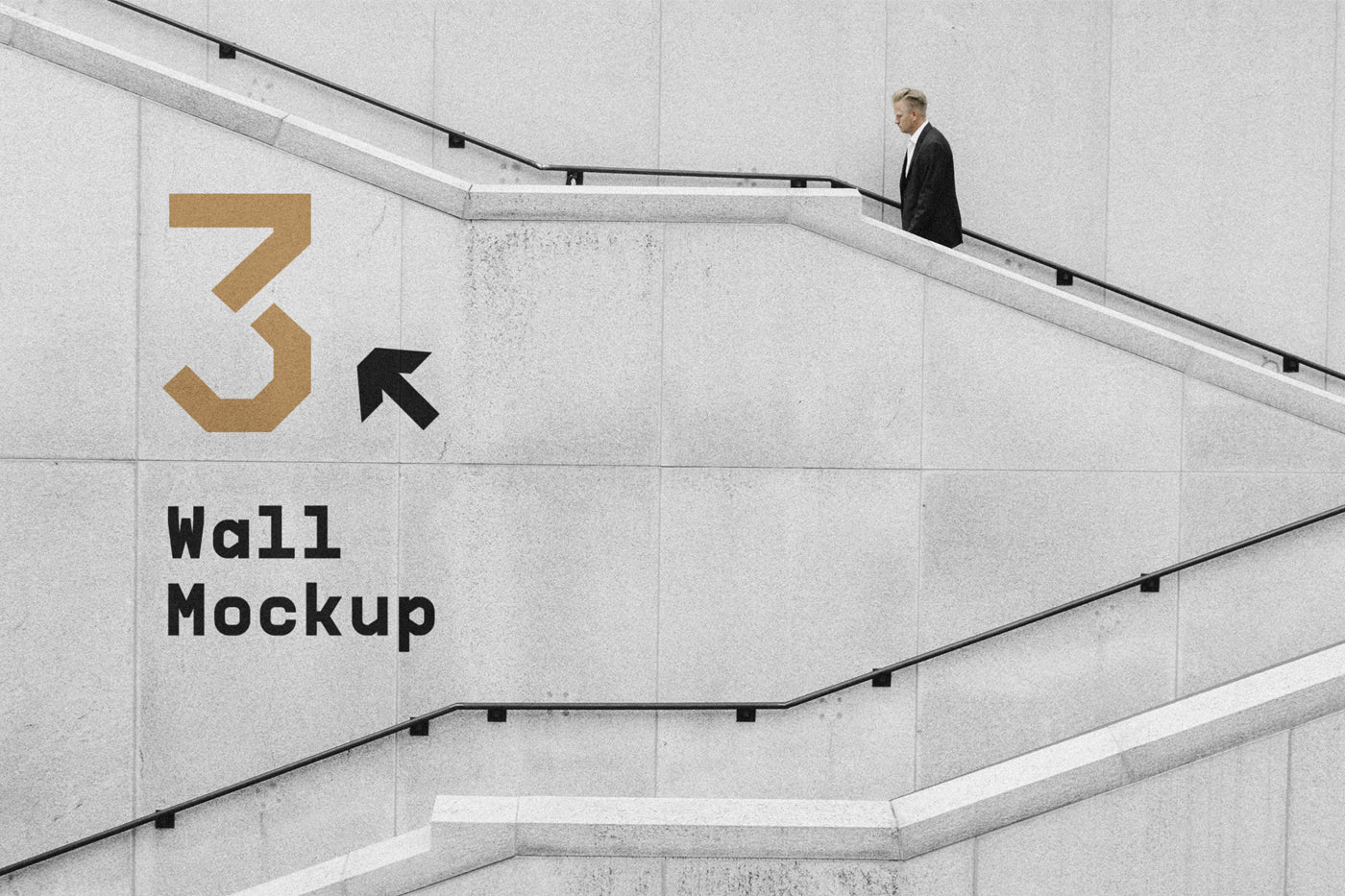 Free Wall With Stairs Mockup