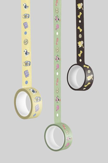 Free Washi Tapes Mockup Design Hanging Isoalted Psd