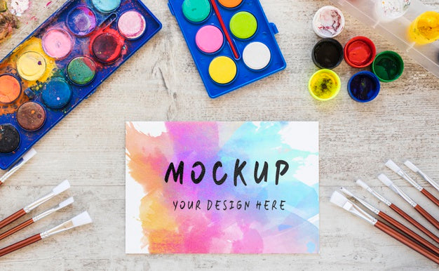 Free Watercolor Elements Assortment With Mock-Up Psd