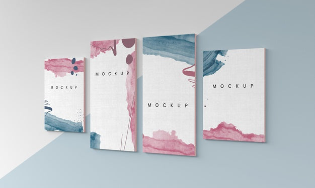 Free Watercolor Painting Collection On Canvas Psd