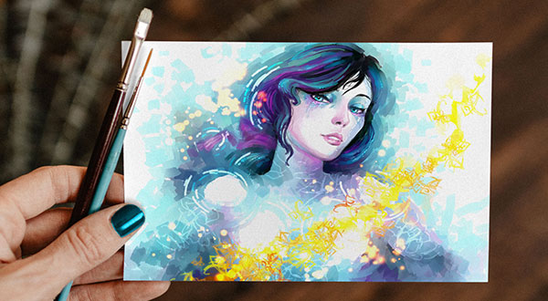 Free Watercolor Painting Greeting Card Mockup Psd