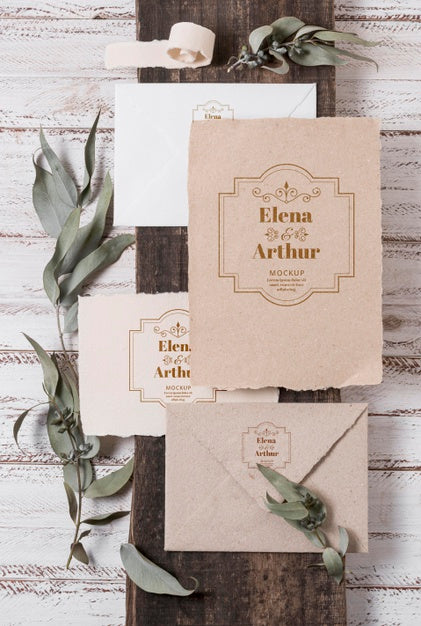 Free Wedding Still Life Mockup With Invitation Design Psd