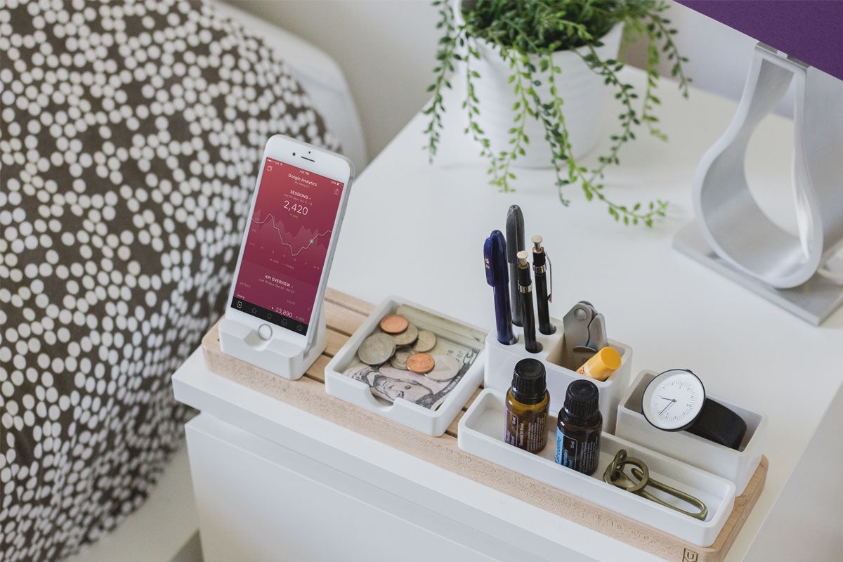 Free White iPhone Mockup 7 on Nightstand