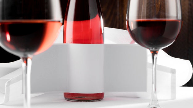 Free Wine Bottle Label And Glass Mock Up Close Up Psd