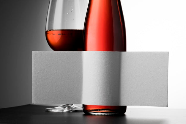 Free Wine Bottle Label And Glass Mock Up Close Up Psd