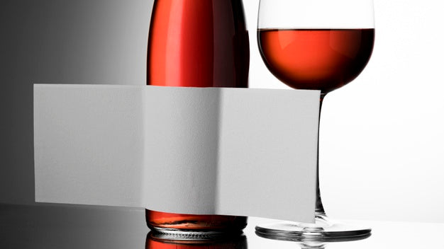 Free Wine Bottle Label And Glass Mock Up Close Up Psd