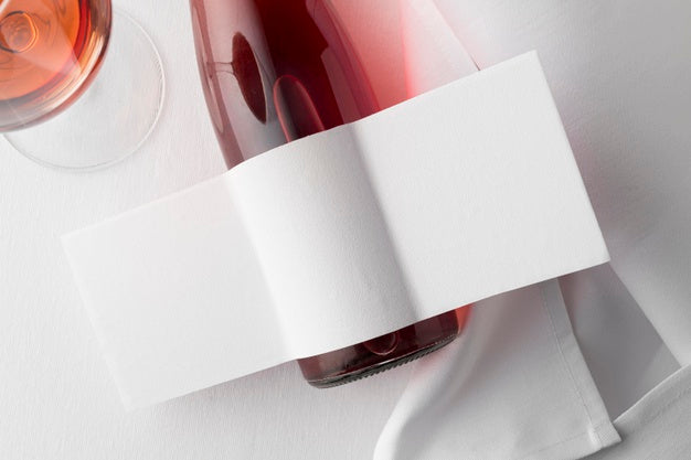 Free Wine Bottle Label And Glass Mock Up Flat Lay Psd
