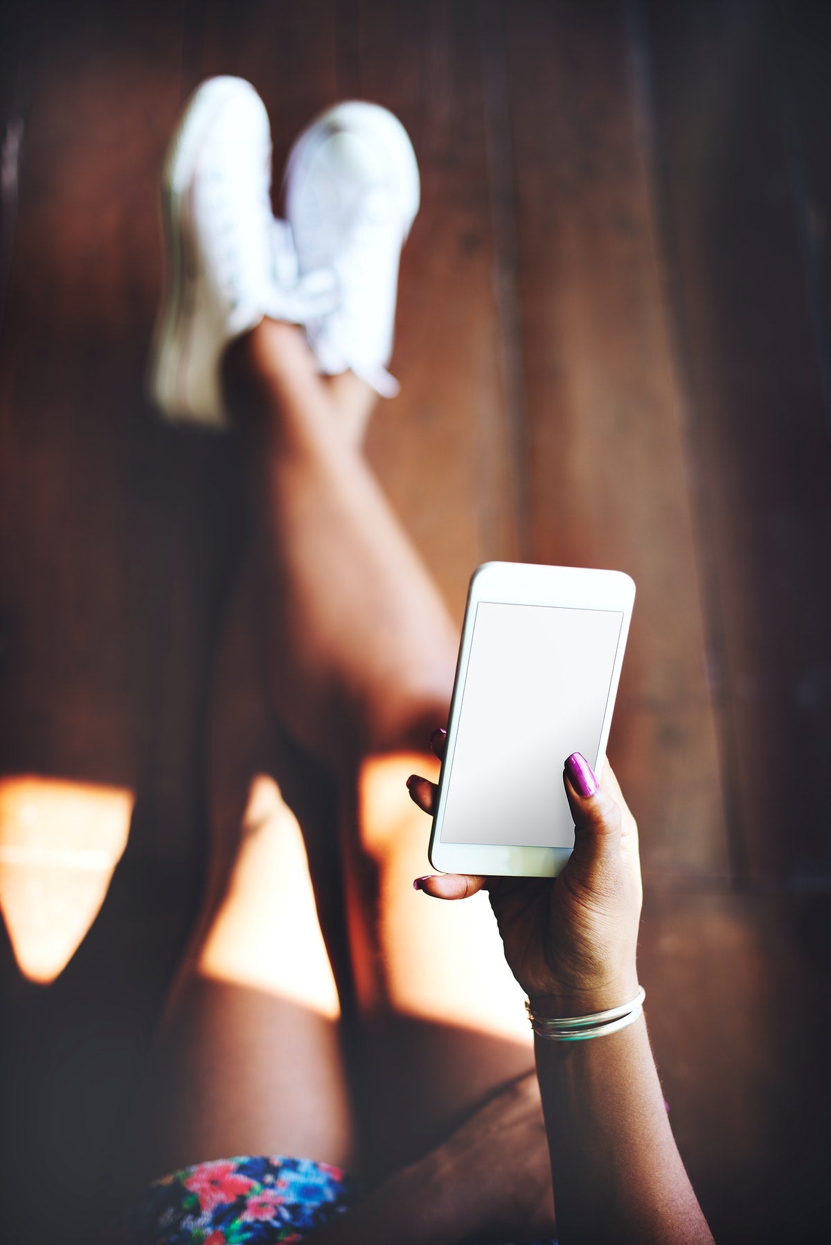 Free Woman Using A Smartphone With An Empty Screen