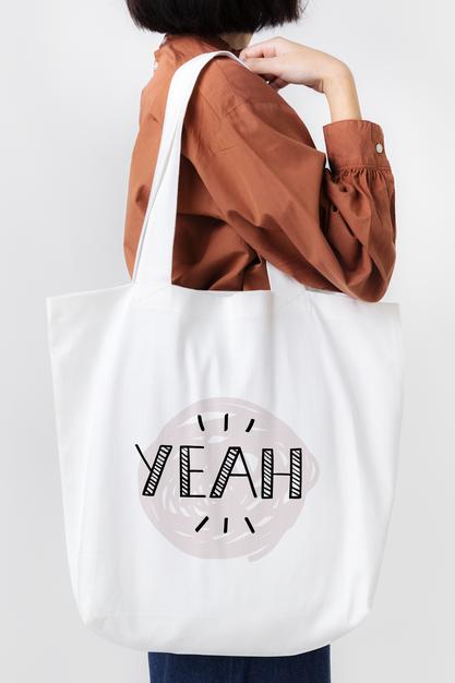 Free Woman With Tote Bag Mockup Psd CreativeBooster