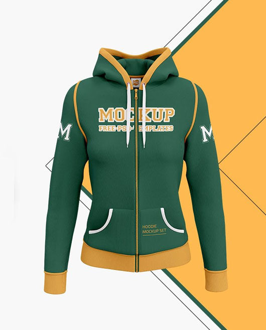 Free Womens Full-Zip Hoodie Mockup Set