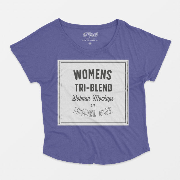 Free Womens Tri-Blend Dolman Mockup 02 Psd