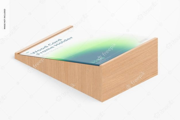 Free Wood Card Frame Holder Mockup, Isometric View Psd