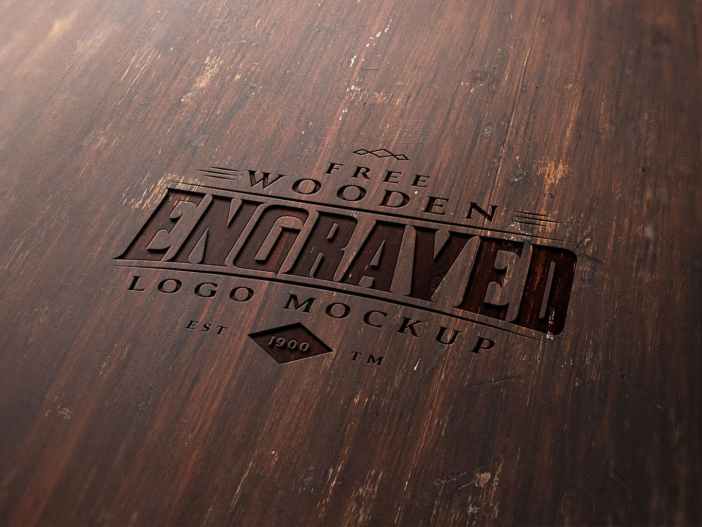 Free Wood Engraved Logo Mockup Psd