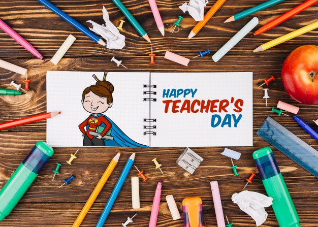 Free World Teacher Day Mockup With Booklet Psd