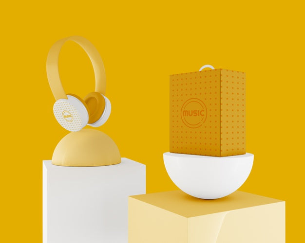 Free Yellow Minimalistic Headphones Wireless Psd