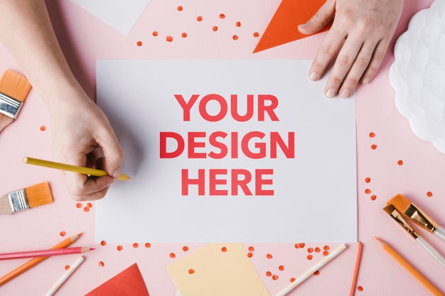 Free Your Design Here With Paint Brushes And Hands Psd