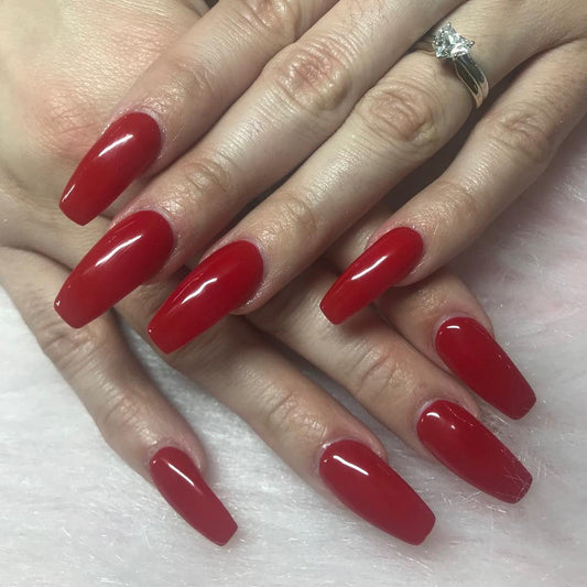 13 Glam Red Coffin Nail Ideas