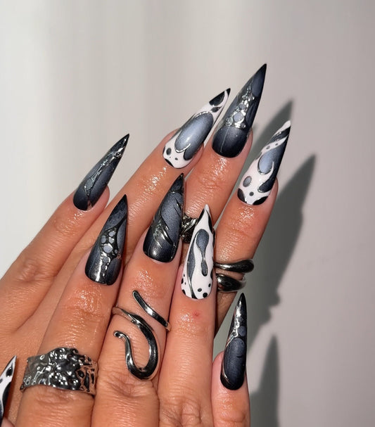 13 Edgy Black and Gray Nail Ideas with Major Style
