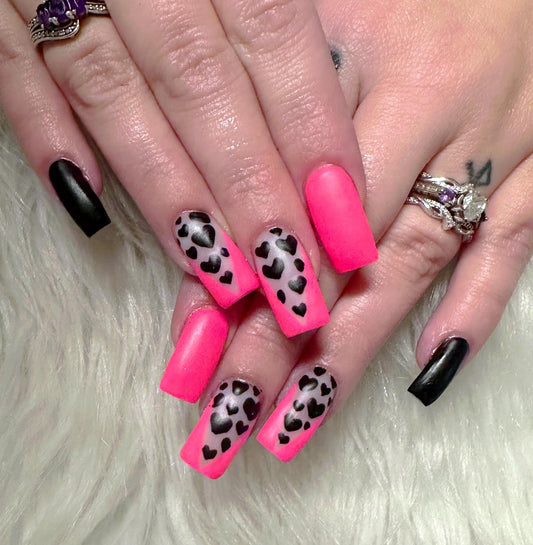 13 Hot Pink and Black Nail Inspo