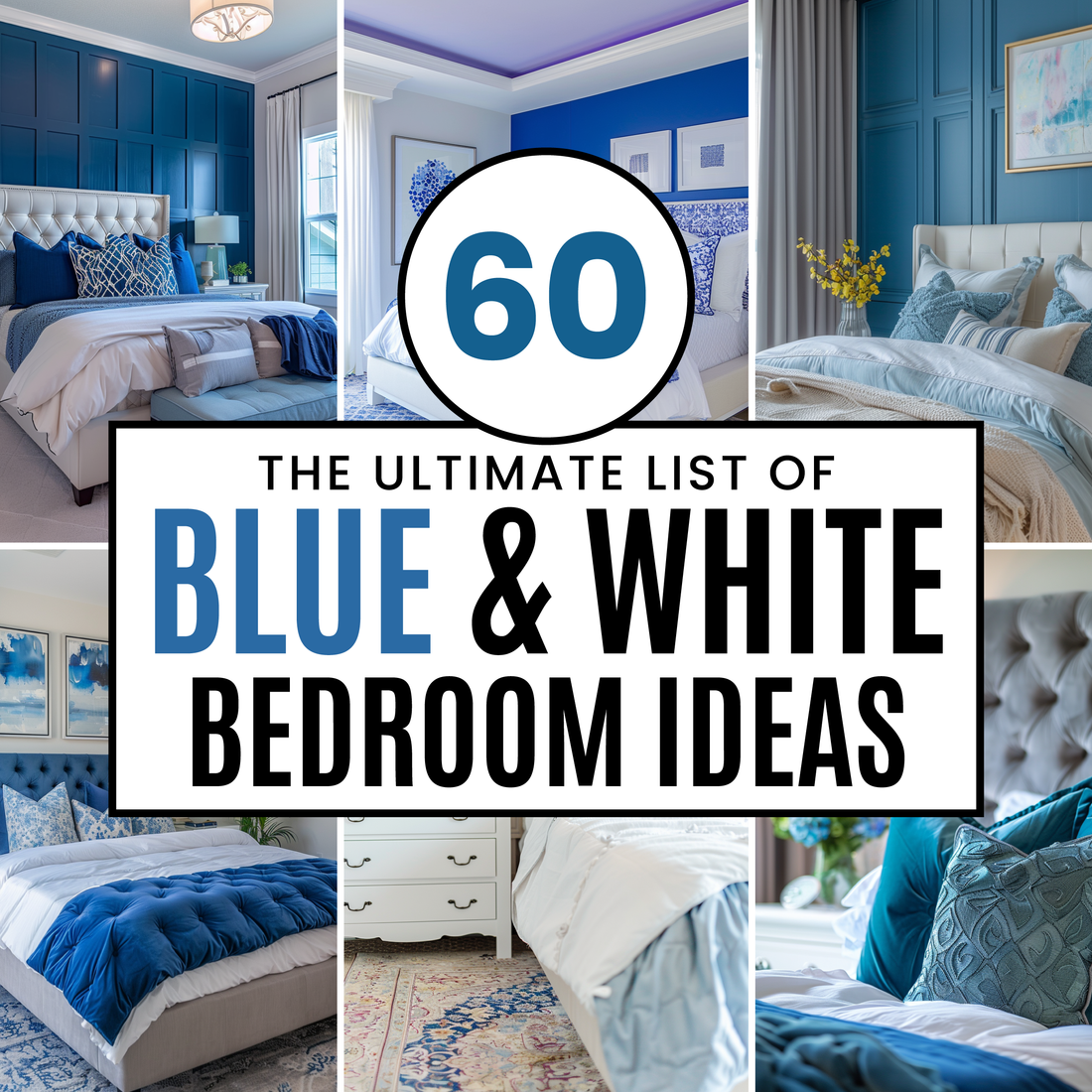 60 Elegant Blue and White Bedroom Design and Decor Ideas
