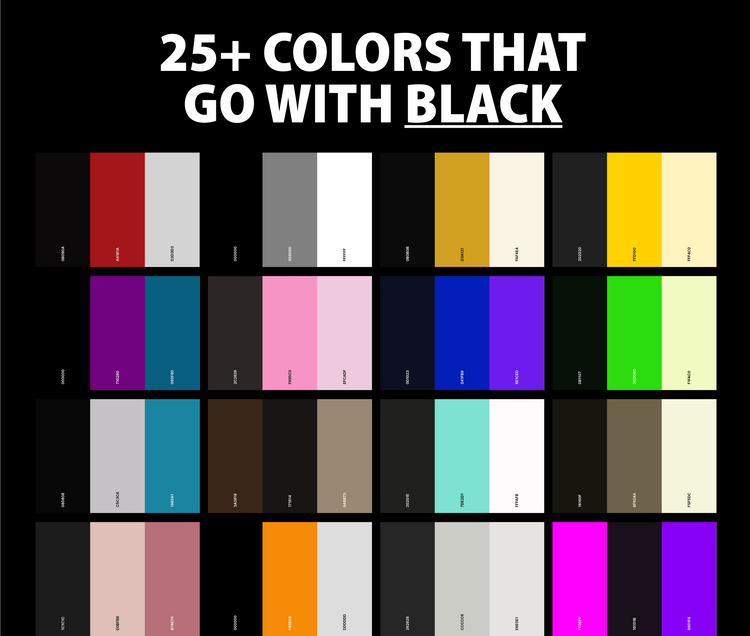 25+ Best Colors That Go With Black (Color Palettes) – CreativeBooster