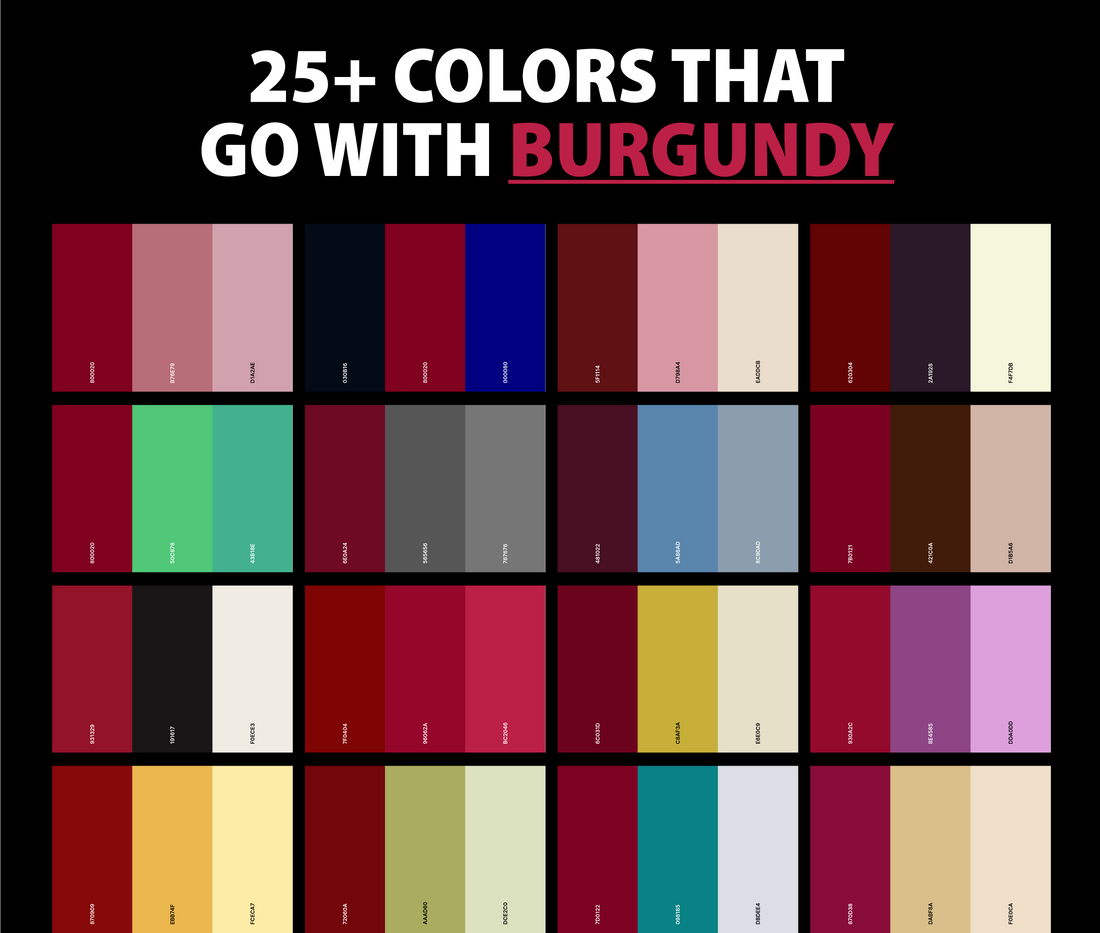 25+ Best Colors That Go With Burgundy: Burgundy Color Palettes