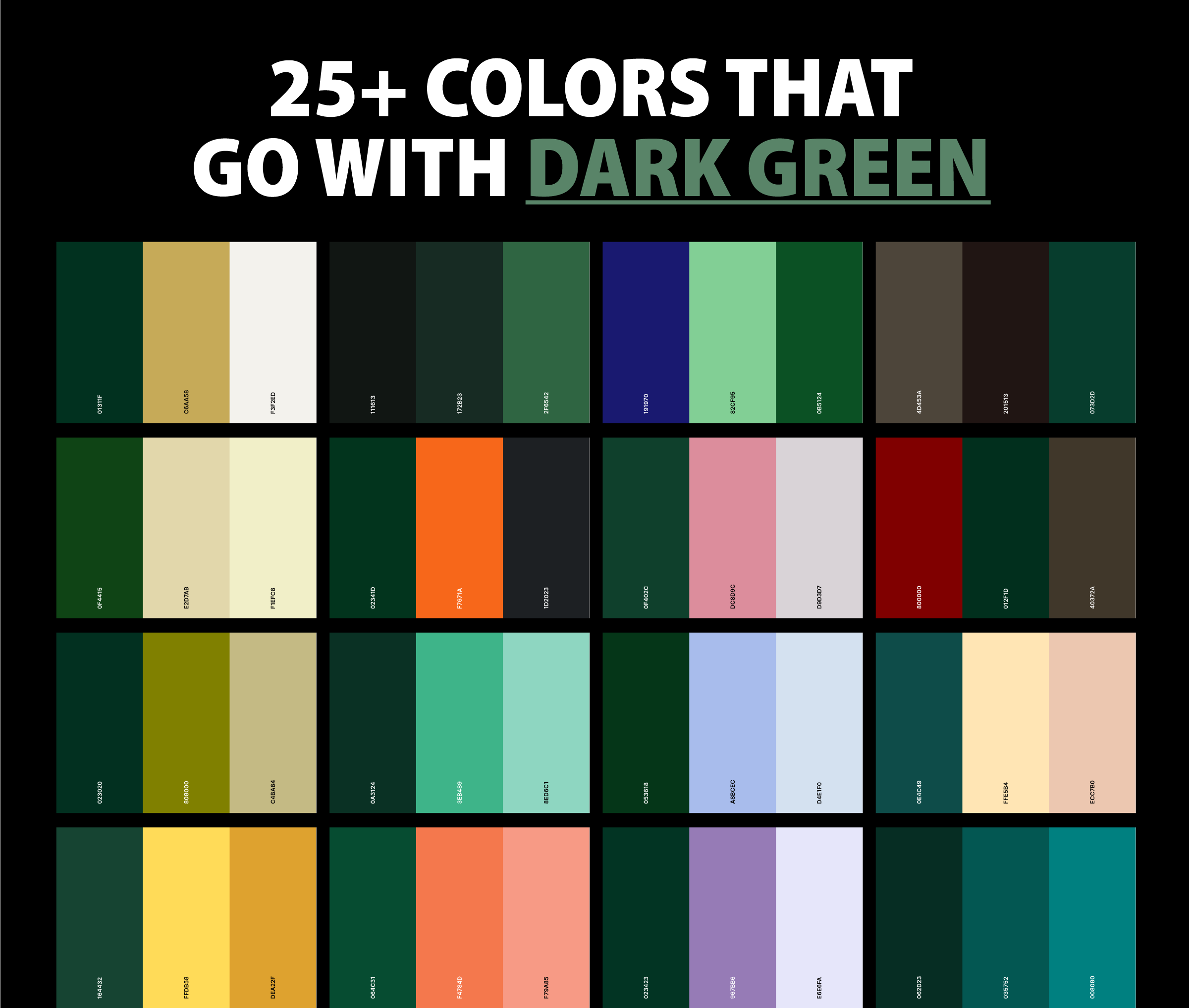 25+ Best Colors That Go With Dark Green: Dark Green Color Palettes ...