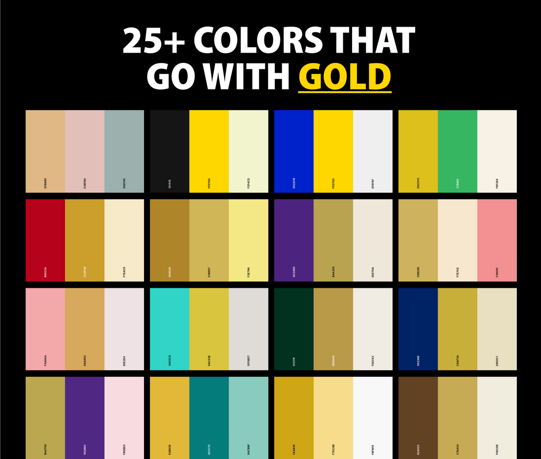 25+ Best Colors That Go With Gold: Gold Color Palettes