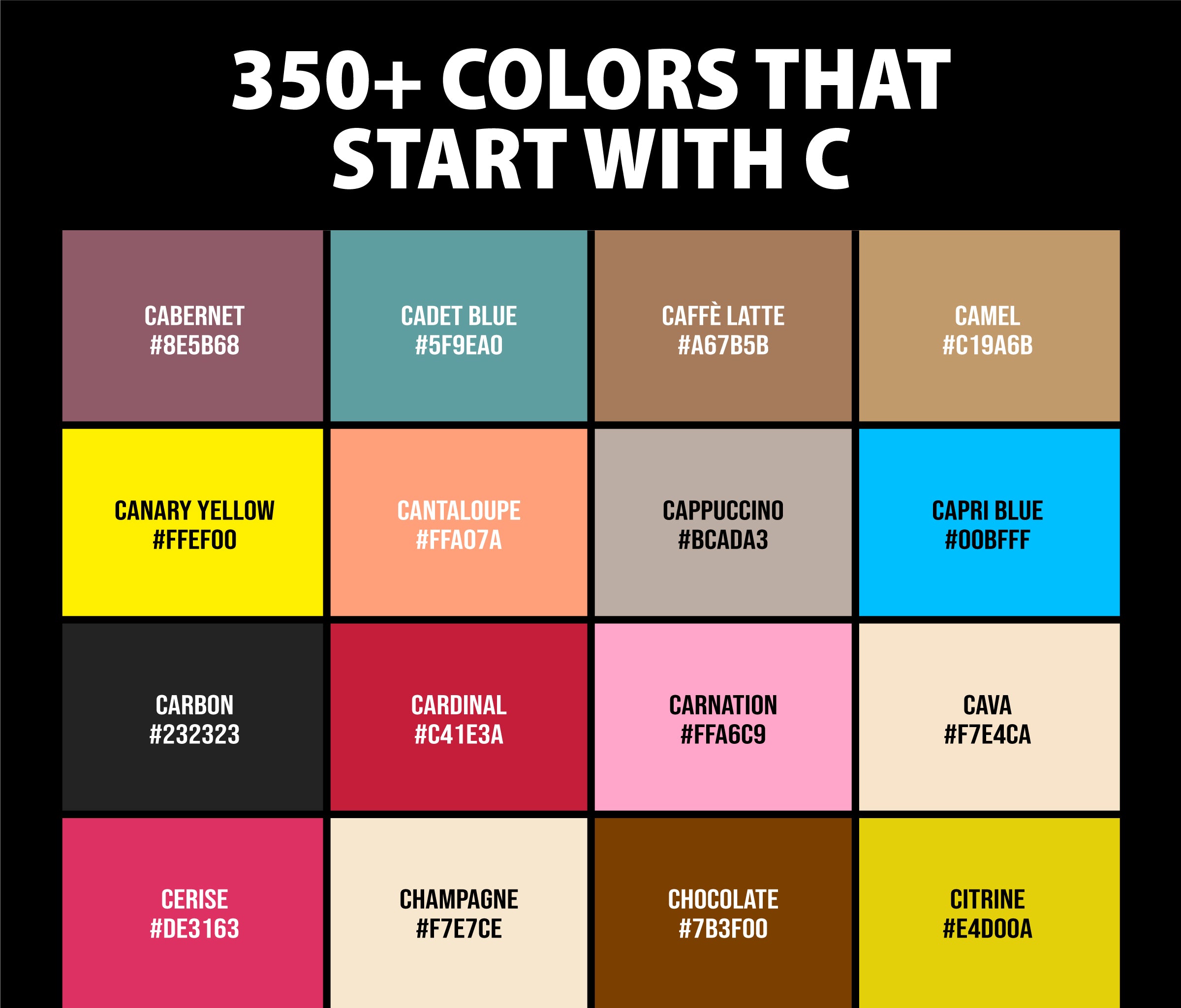 350+ Colors that Start with C (Names and Color Codes) – CreativeBooster