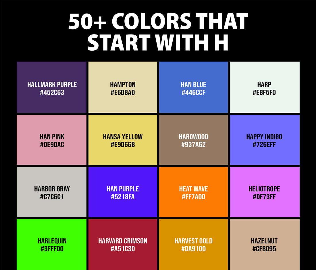 50+ Colors that Start with H (Names and Color Codes)