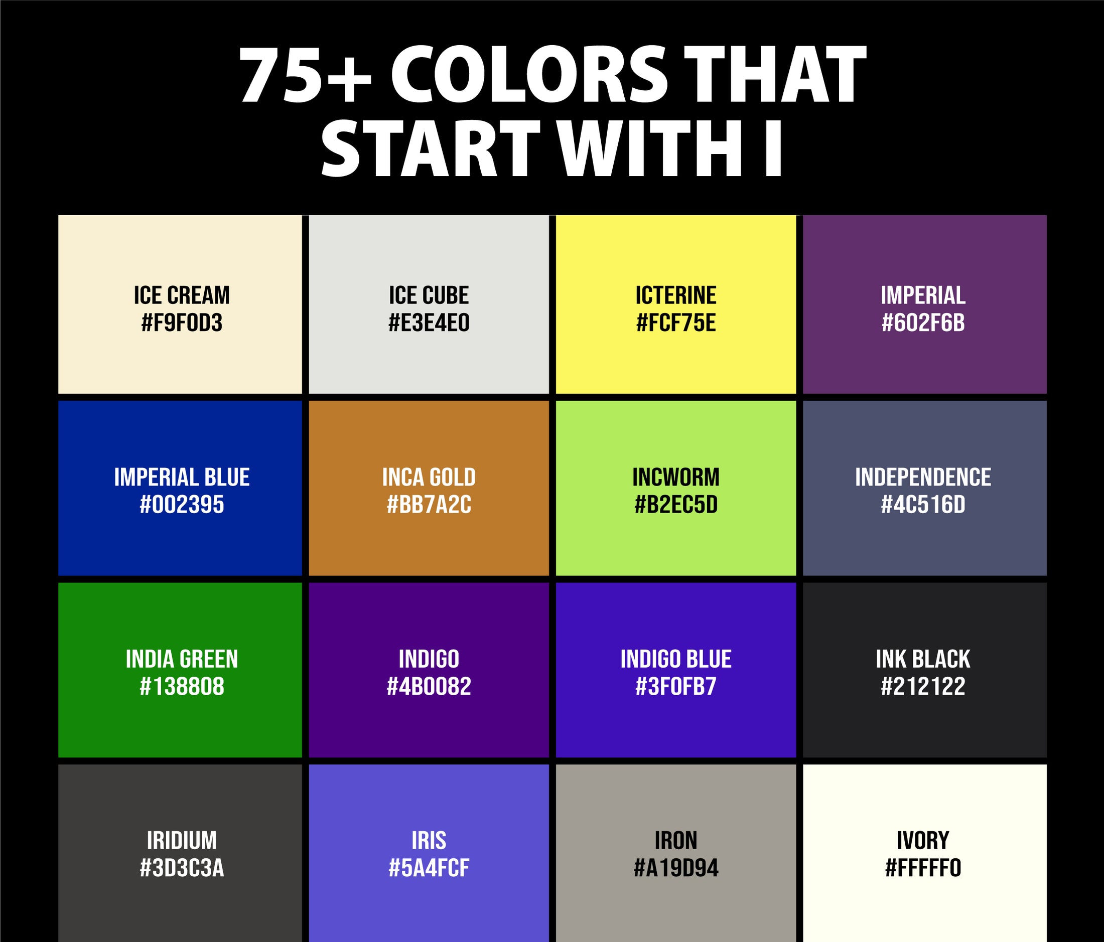 75+ Colors that Start with I (Names and Color Codes) – CreativeBooster