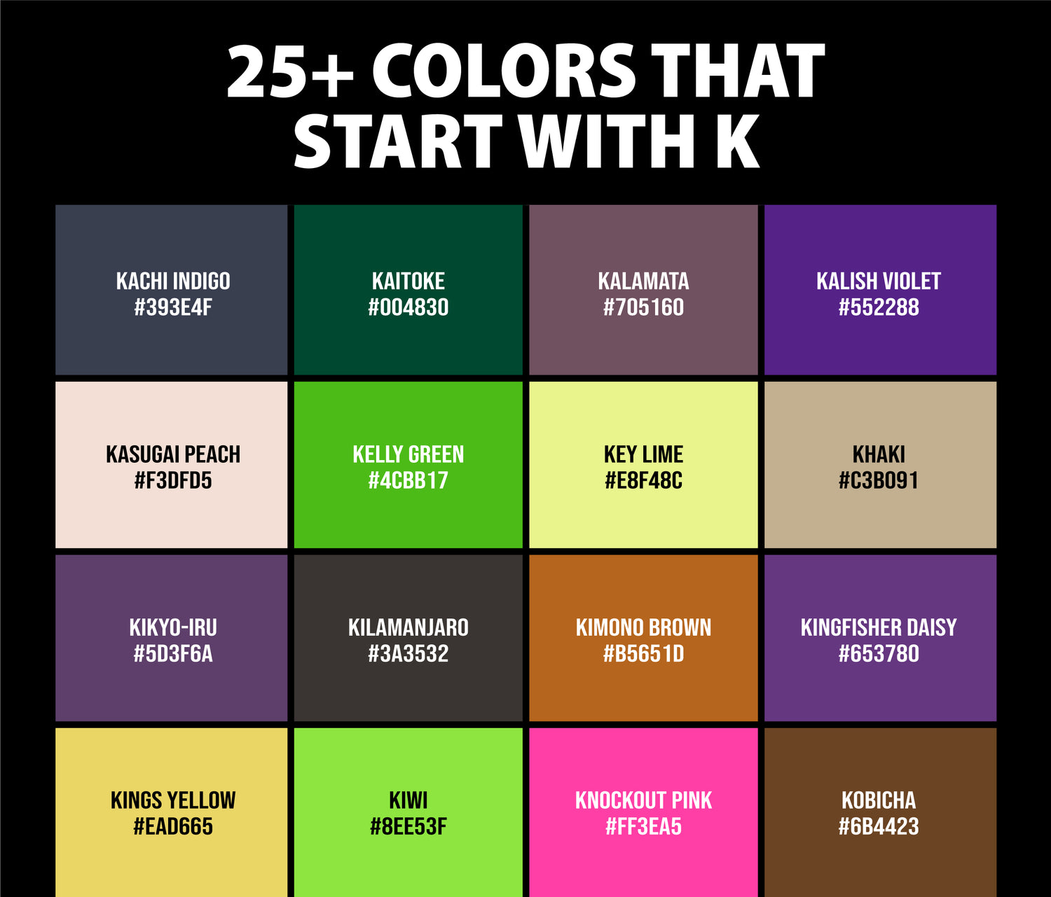 25 Colors That Start With K Names And Color Codes Creativebooster 4805