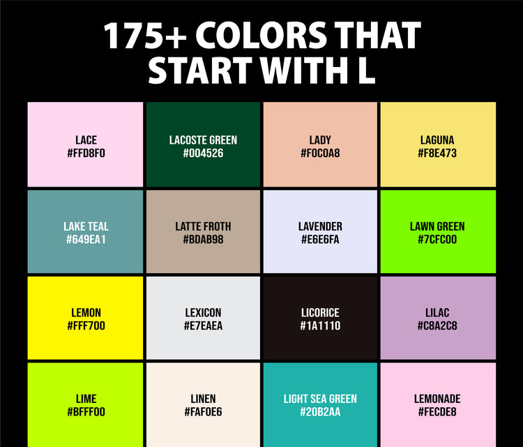Color Code Ly8s 175+ Colors that Start with L (Names and Color Codes) – CreativeBooster