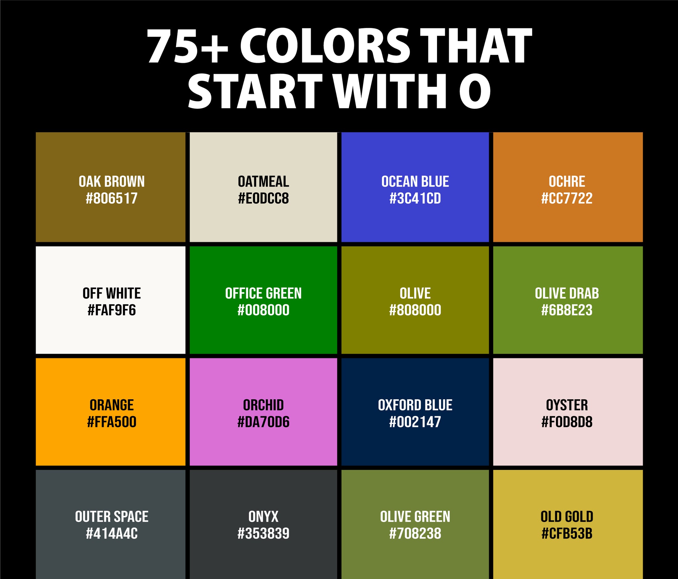 75+ Colors that Start with O (Names and Color Codes) – CreativeBooster