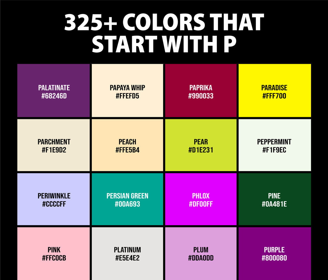 325+ Colors that Start with P (Names and Color Codes) – CreativeBooster