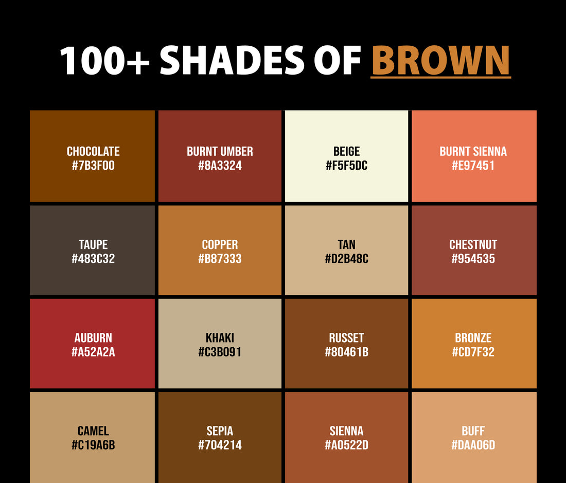 100+ Shades of Brown Color (Names, HEX, RGB & CMYK Codes)