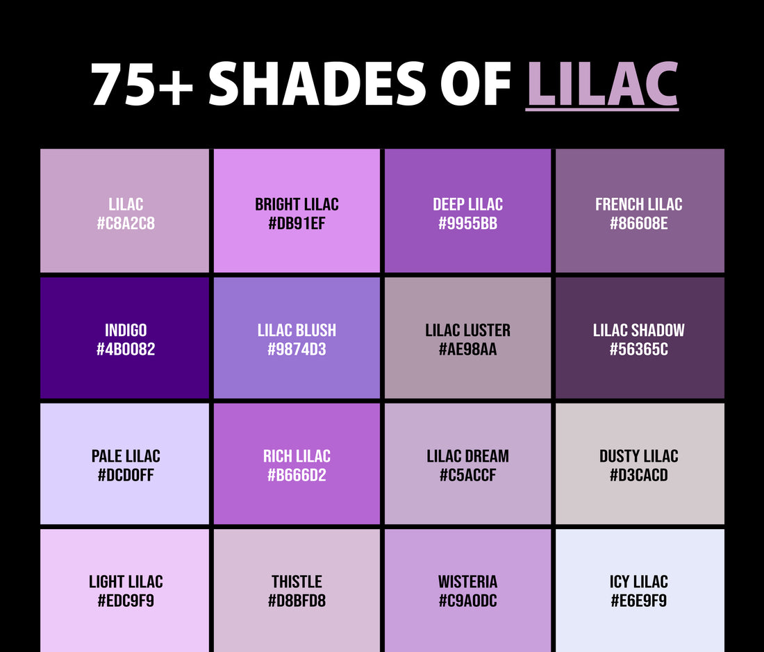 75+ Shades of Lilac Color (Names, HEX, RGB, & CMYK Codes) – CreativeBooster
